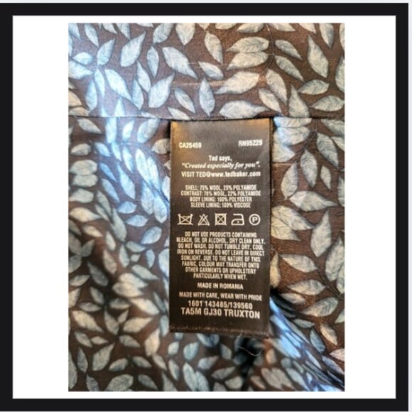 Ted Baker Wool Blend Two Tone Men’s Black Navy Blue long - Picture 5 of 5